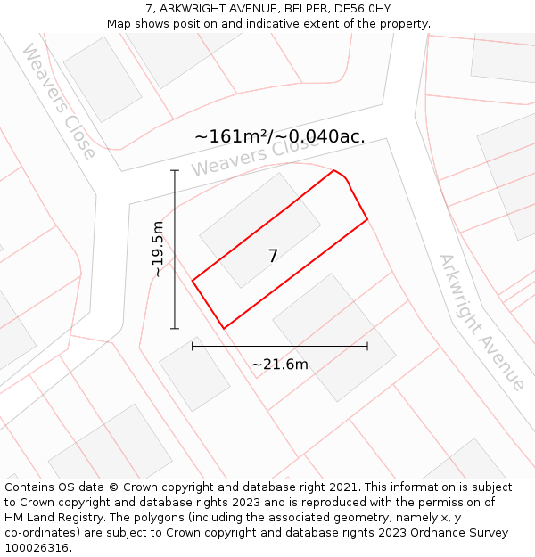 7, ARKWRIGHT AVENUE, BELPER, DE56 0HY: Plot and title map