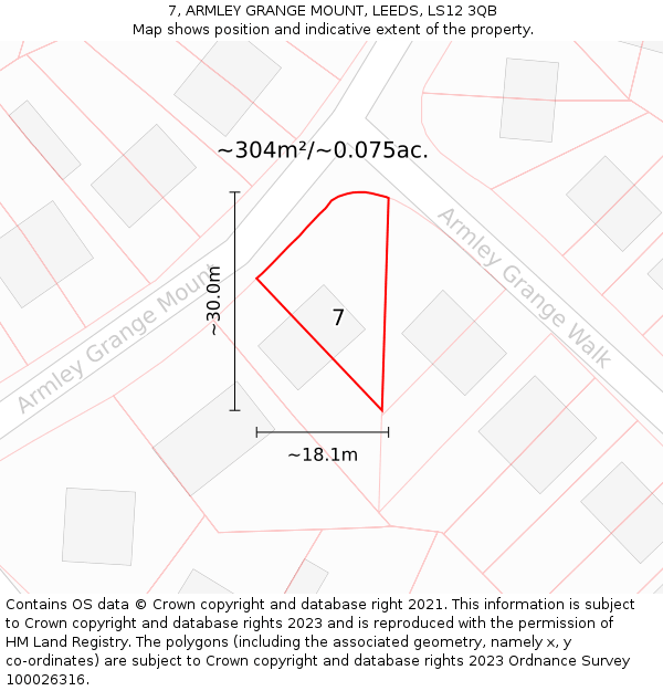 7, ARMLEY GRANGE MOUNT, LEEDS, LS12 3QB: Plot and title map