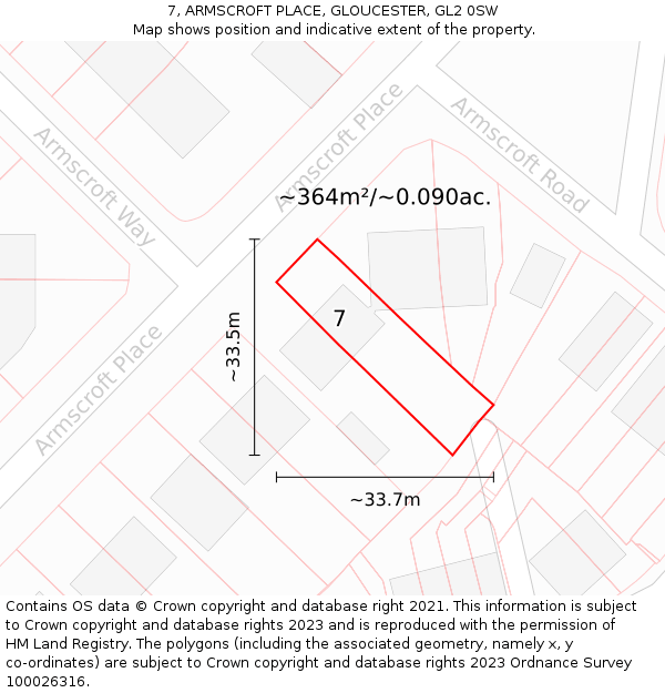 7, ARMSCROFT PLACE, GLOUCESTER, GL2 0SW: Plot and title map