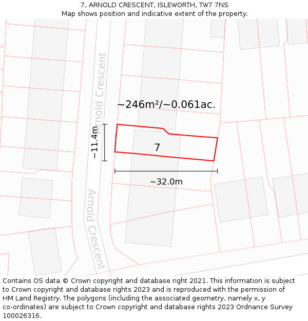 7, ARNOLD CRESCENT, ISLEWORTH, TW7 7NS: Plot and title map