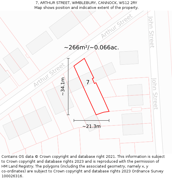7, ARTHUR STREET, WIMBLEBURY, CANNOCK, WS12 2RY: Plot and title map