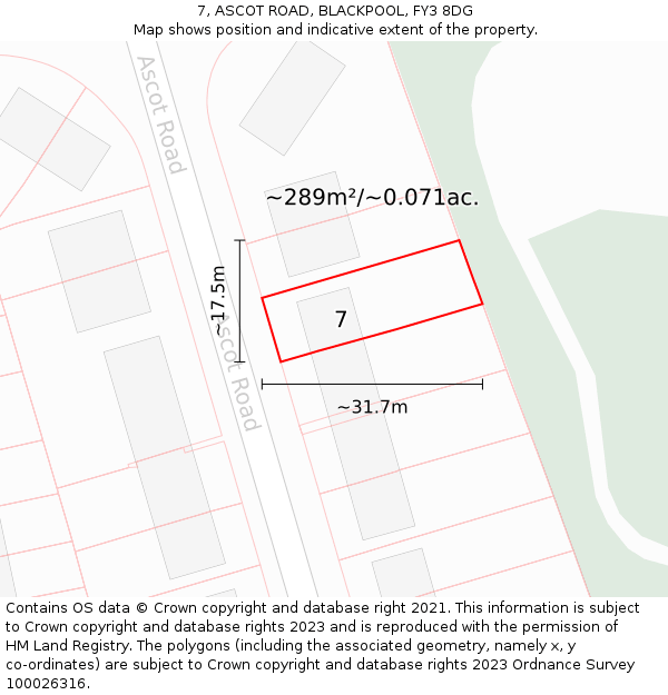 7, ASCOT ROAD, BLACKPOOL, FY3 8DG: Plot and title map