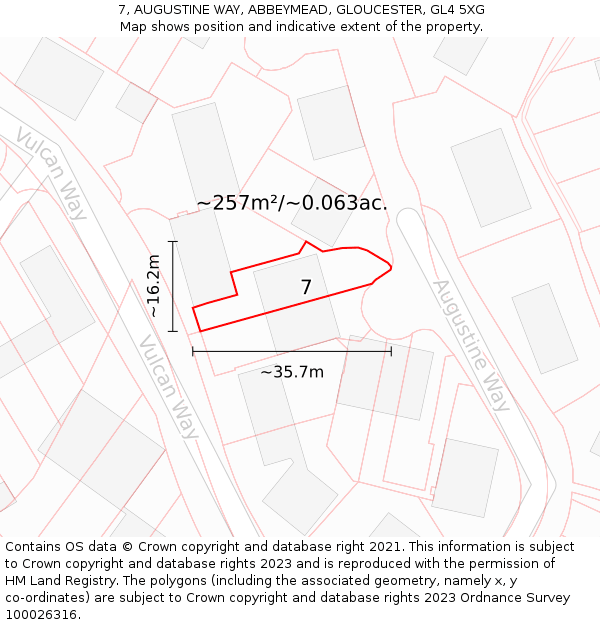 7, AUGUSTINE WAY, ABBEYMEAD, GLOUCESTER, GL4 5XG: Plot and title map