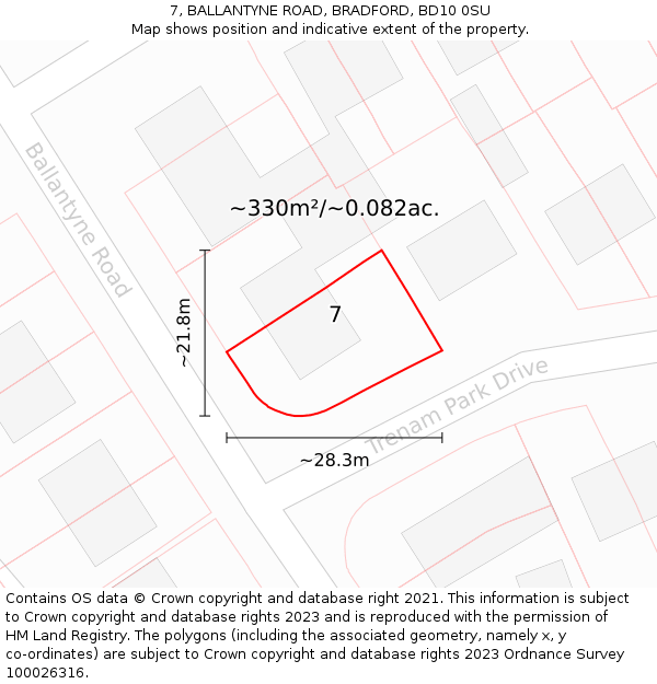 7, BALLANTYNE ROAD, BRADFORD, BD10 0SU: Plot and title map