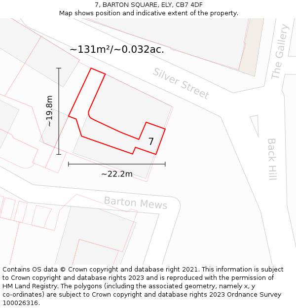 7, BARTON SQUARE, ELY, CB7 4DF: Plot and title map