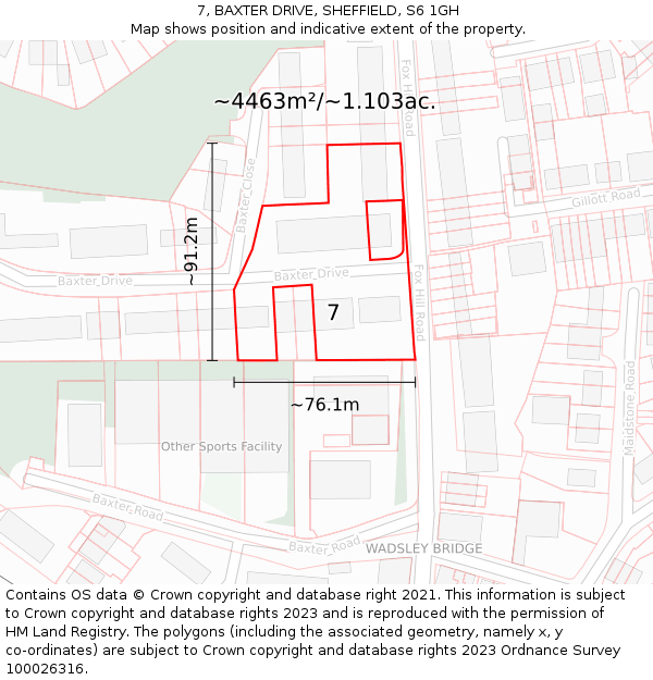 7, BAXTER DRIVE, SHEFFIELD, S6 1GH: Plot and title map