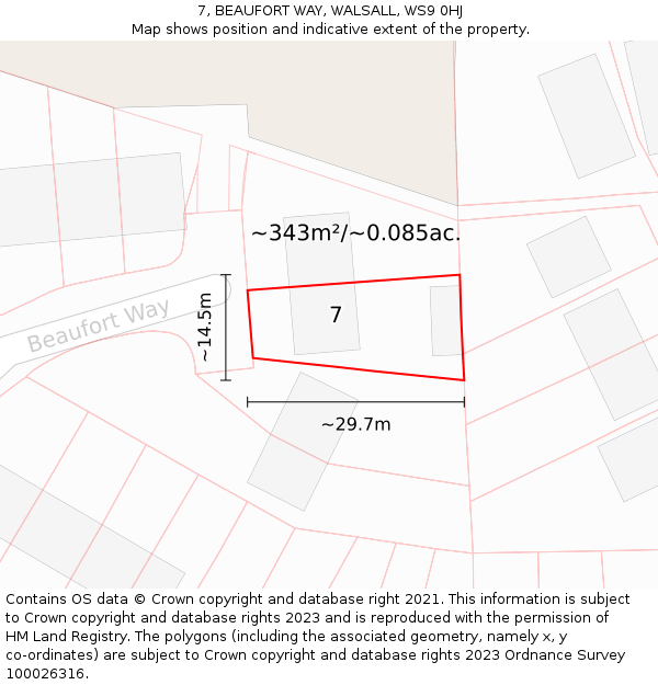 7, BEAUFORT WAY, WALSALL, WS9 0HJ: Plot and title map