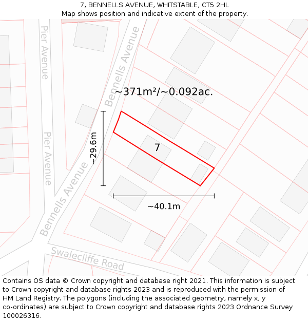 7, BENNELLS AVENUE, WHITSTABLE, CT5 2HL: Plot and title map