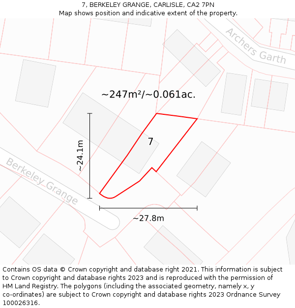 7, BERKELEY GRANGE, CARLISLE, CA2 7PN: Plot and title map