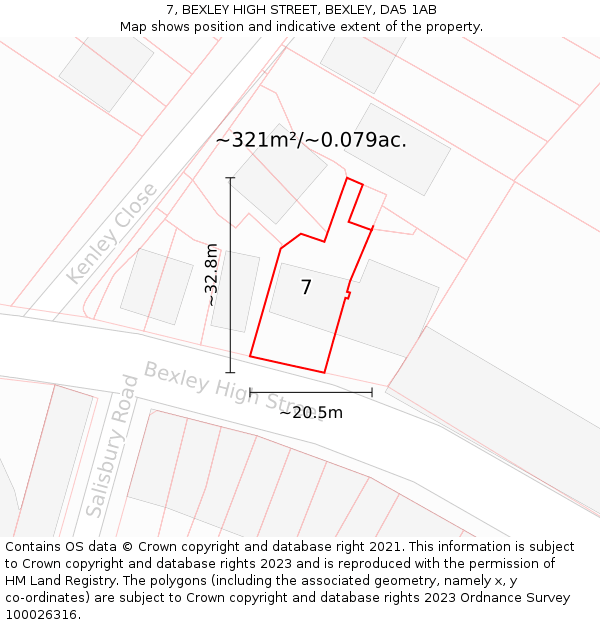 7, BEXLEY HIGH STREET, BEXLEY, DA5 1AB: Plot and title map