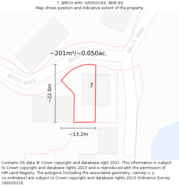7, BIRCH WAY, HASSOCKS, BN6 8YJ: Plot and title map