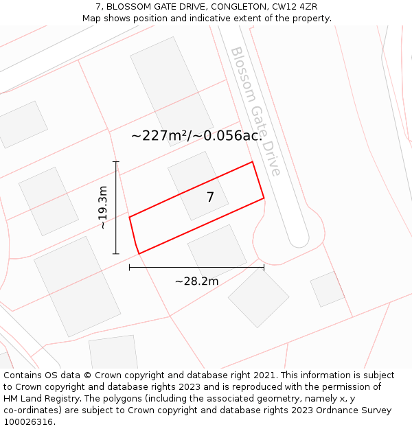 7, BLOSSOM GATE DRIVE, CONGLETON, CW12 4ZR: Plot and title map