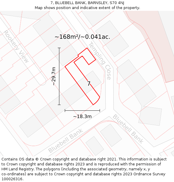 7, BLUEBELL BANK, BARNSLEY, S70 4NJ: Plot and title map