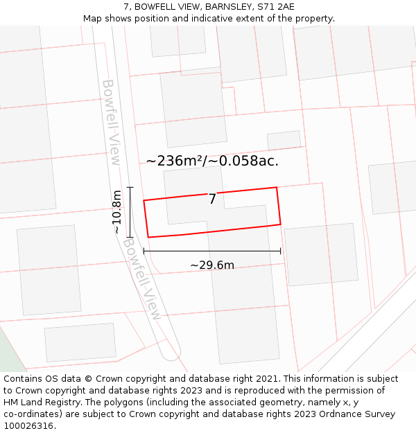 7, BOWFELL VIEW, BARNSLEY, S71 2AE: Plot and title map