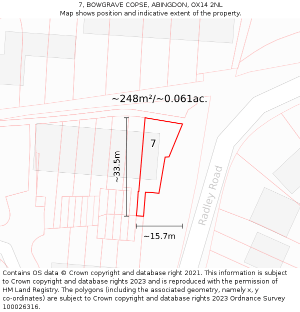 7, BOWGRAVE COPSE, ABINGDON, OX14 2NL: Plot and title map