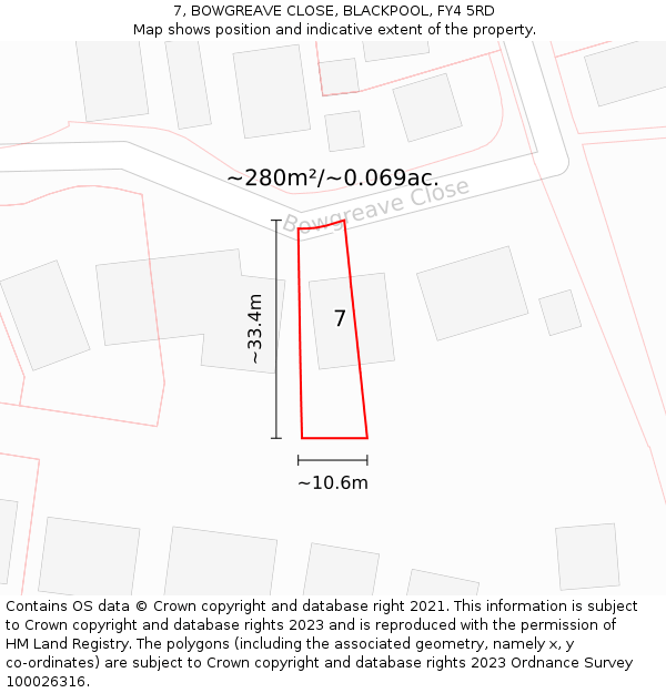 7, BOWGREAVE CLOSE, BLACKPOOL, FY4 5RD: Plot and title map