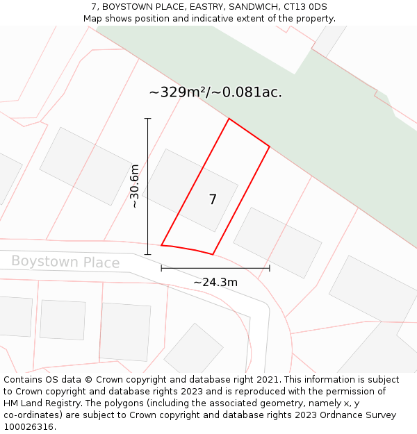 7, BOYSTOWN PLACE, EASTRY, SANDWICH, CT13 0DS: Plot and title map