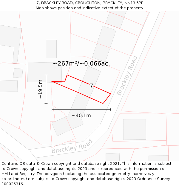 7, BRACKLEY ROAD, CROUGHTON, BRACKLEY, NN13 5PP: Plot and title map