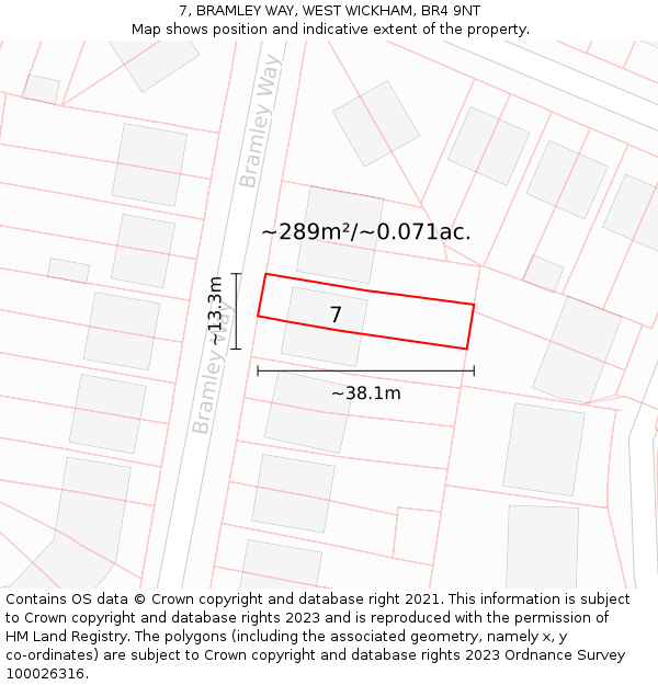 7, BRAMLEY WAY, WEST WICKHAM, BR4 9NT: Plot and title map