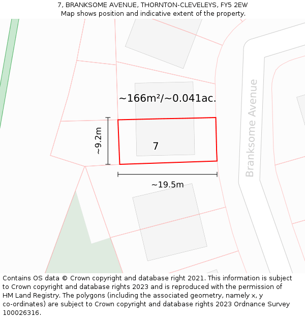 7, BRANKSOME AVENUE, THORNTON-CLEVELEYS, FY5 2EW: Plot and title map