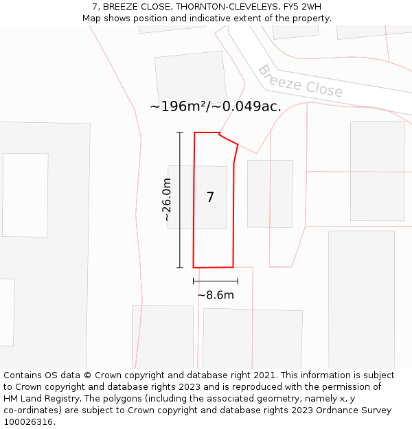7, BREEZE CLOSE, THORNTON-CLEVELEYS, FY5 2WH: Plot and title map