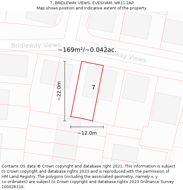 7, BRIDLEWAY VIEWS, EVESHAM, WR11 2AP: Plot and title map