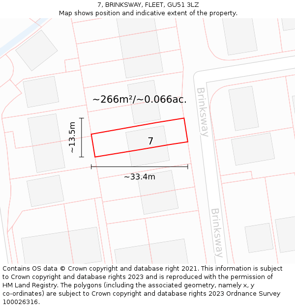 7, BRINKSWAY, FLEET, GU51 3LZ: Plot and title map