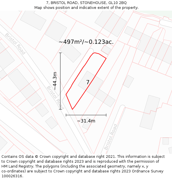 7, BRISTOL ROAD, STONEHOUSE, GL10 2BQ: Plot and title map