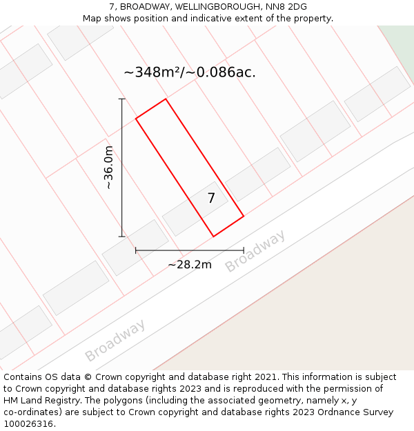 7, BROADWAY, WELLINGBOROUGH, NN8 2DG: Plot and title map