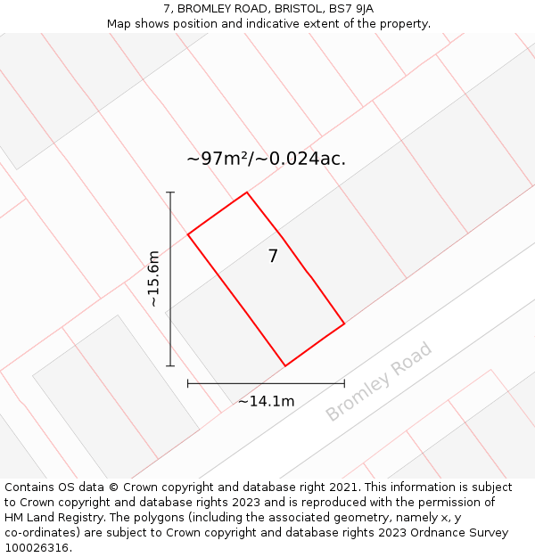 7, BROMLEY ROAD, BRISTOL, BS7 9JA: Plot and title map