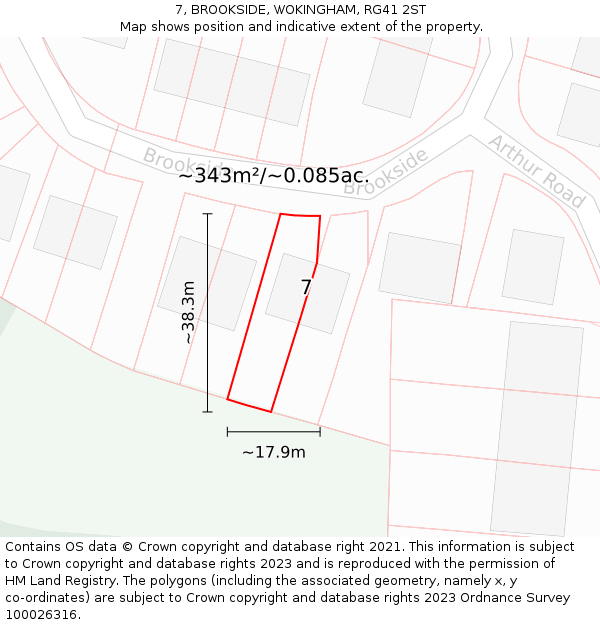 7, BROOKSIDE, WOKINGHAM, RG41 2ST: Plot and title map