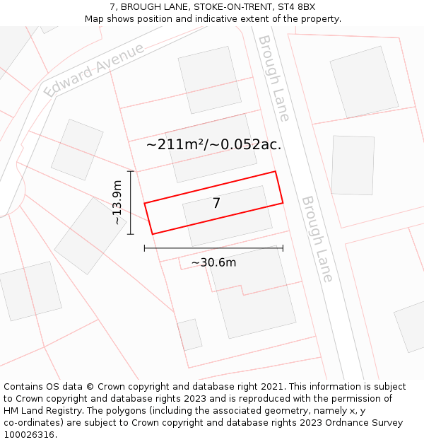 7, BROUGH LANE, STOKE-ON-TRENT, ST4 8BX: Plot and title map