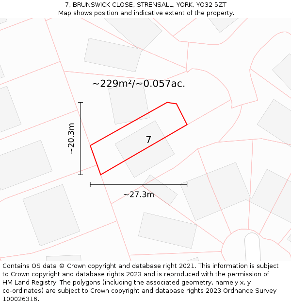 7, BRUNSWICK CLOSE, STRENSALL, YORK, YO32 5ZT: Plot and title map