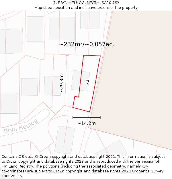 7, BRYN HEULOG, NEATH, SA10 7SY: Plot and title map