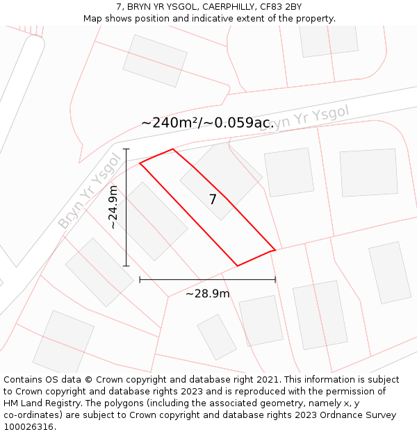 7, BRYN YR YSGOL, CAERPHILLY, CF83 2BY: Plot and title map