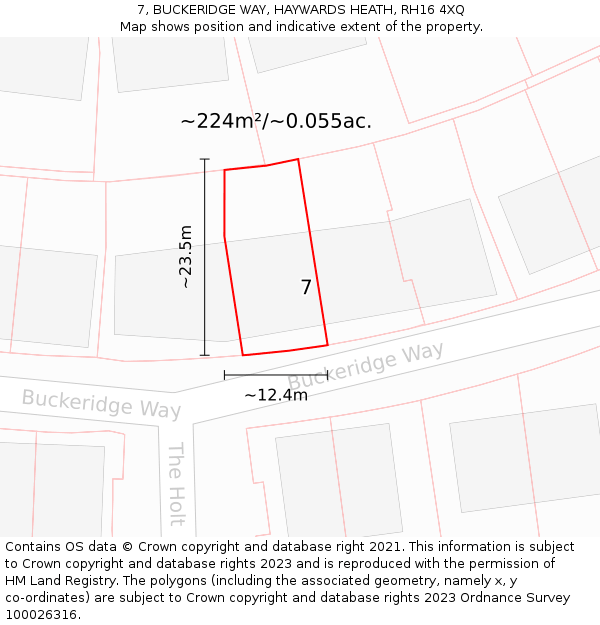 7, BUCKERIDGE WAY, HAYWARDS HEATH, RH16 4XQ: Plot and title map