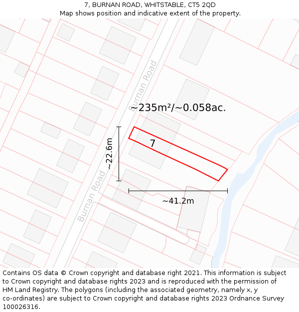 7, BURNAN ROAD, WHITSTABLE, CT5 2QD: Plot and title map
