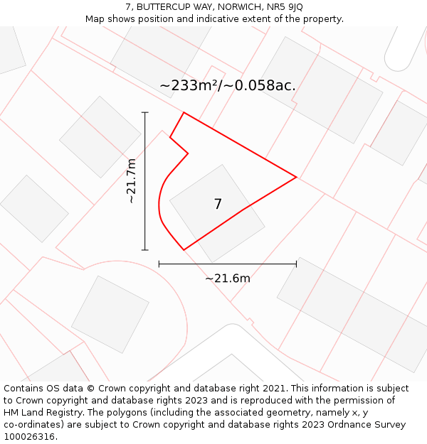 7, BUTTERCUP WAY, NORWICH, NR5 9JQ: Plot and title map