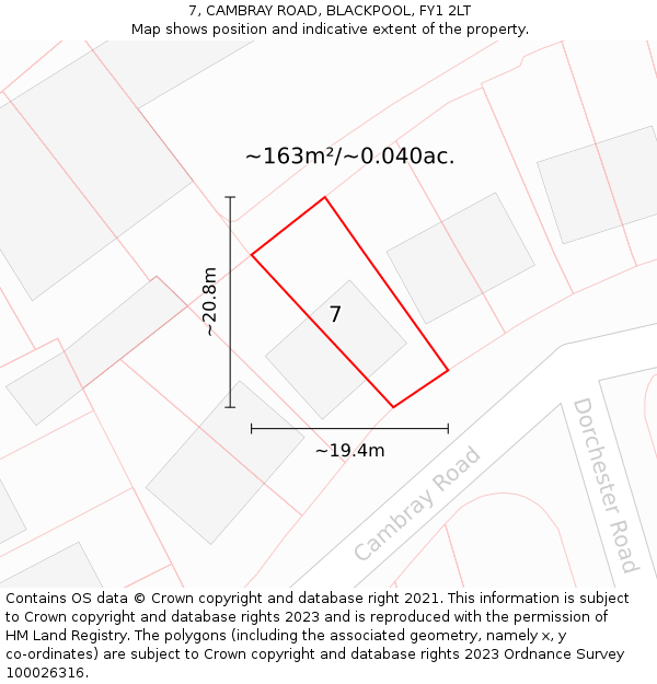 7, CAMBRAY ROAD, BLACKPOOL, FY1 2LT: Plot and title map