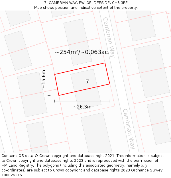 7, CAMBRIAN WAY, EWLOE, DEESIDE, CH5 3RE: Plot and title map