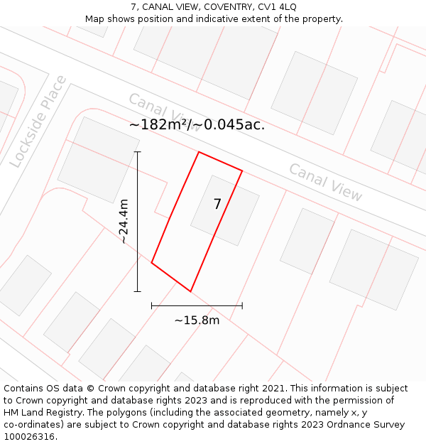 7, CANAL VIEW, COVENTRY, CV1 4LQ: Plot and title map