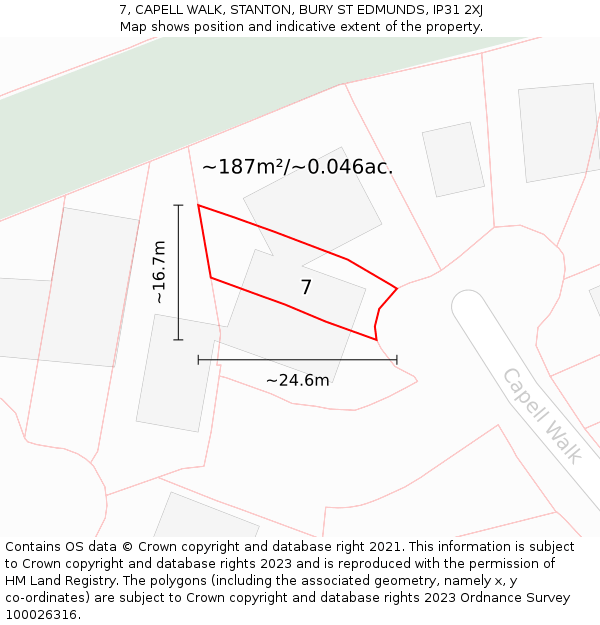 7, CAPELL WALK, STANTON, BURY ST EDMUNDS, IP31 2XJ: Plot and title map