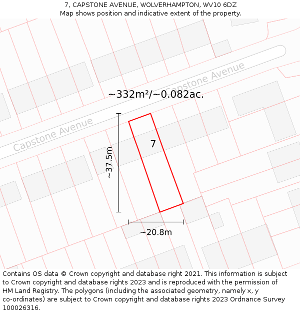 7, CAPSTONE AVENUE, WOLVERHAMPTON, WV10 6DZ: Plot and title map