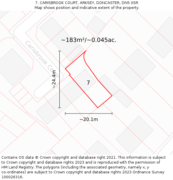 7, CARISBROOK COURT, ARKSEY, DONCASTER, DN5 0SR: Plot and title map