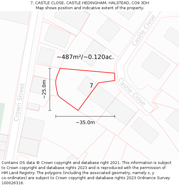 7, CASTLE CLOSE, CASTLE HEDINGHAM, HALSTEAD, CO9 3DH: Plot and title map