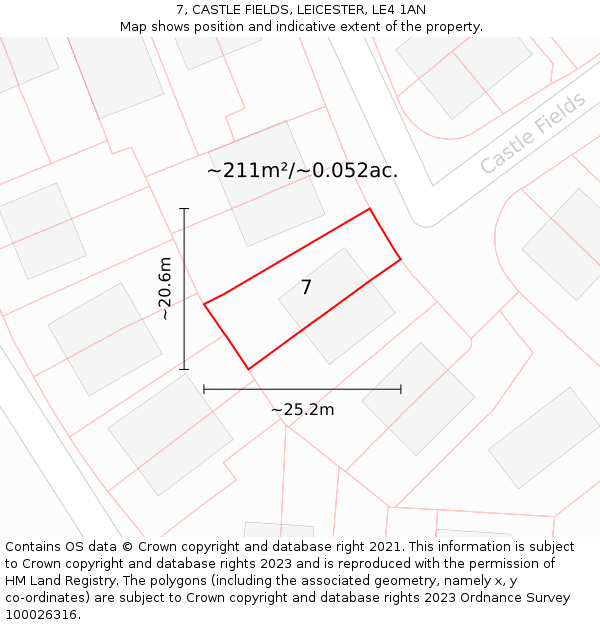 7, CASTLE FIELDS, LEICESTER, LE4 1AN: Plot and title map