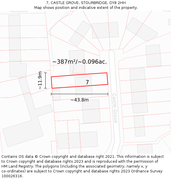 7, CASTLE GROVE, STOURBRIDGE, DY8 2HH: Plot and title map