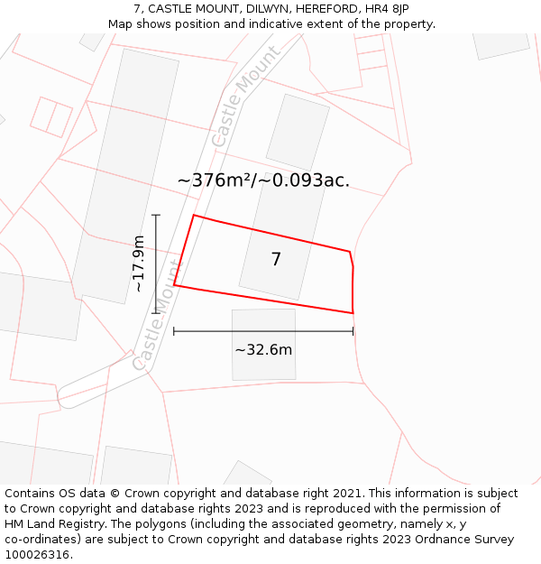 7, CASTLE MOUNT, DILWYN, HEREFORD, HR4 8JP: Plot and title map