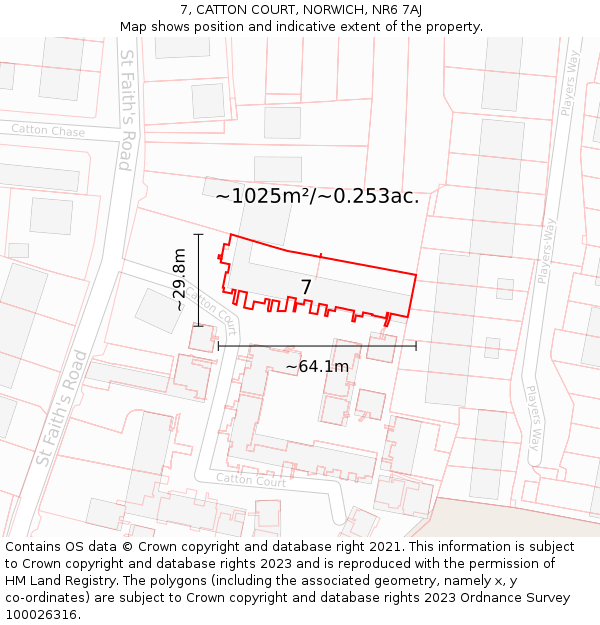 7, CATTON COURT, NORWICH, NR6 7AJ: Plot and title map