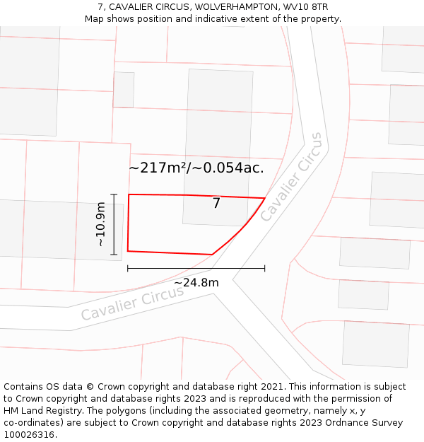 7, CAVALIER CIRCUS, WOLVERHAMPTON, WV10 8TR: Plot and title map